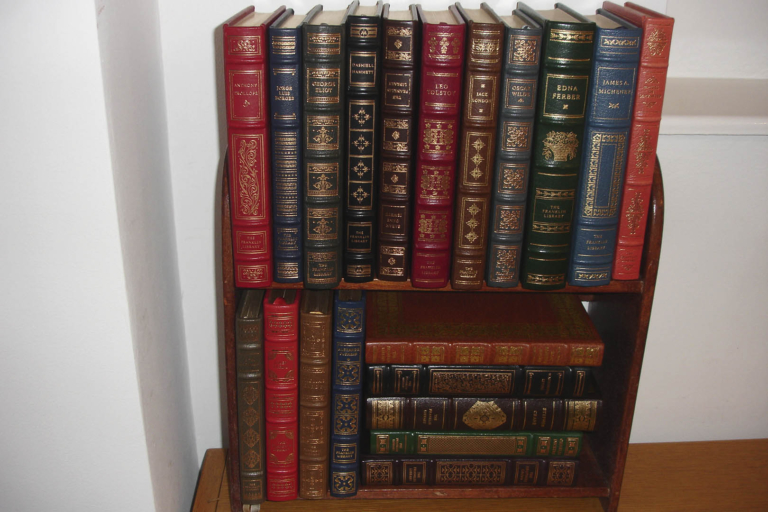 Old leather book display 16