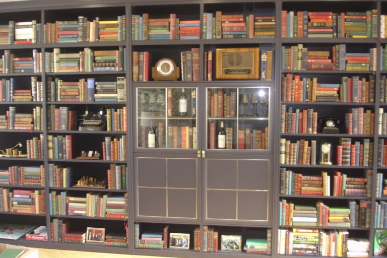 Old leather book display 4