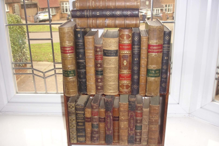 Old leather book display 5